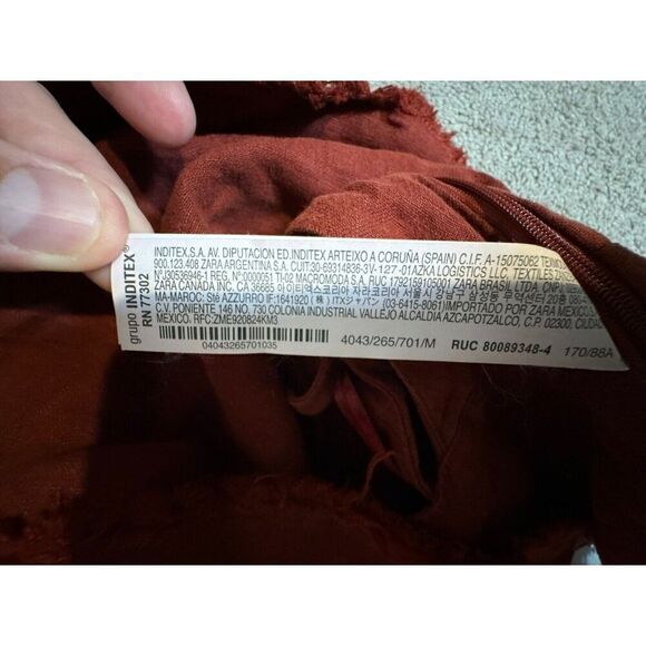 Zara Women Frayed Linen Halter Top shirt M Medium Red 4043/265 NWT - Picture 8 of 8